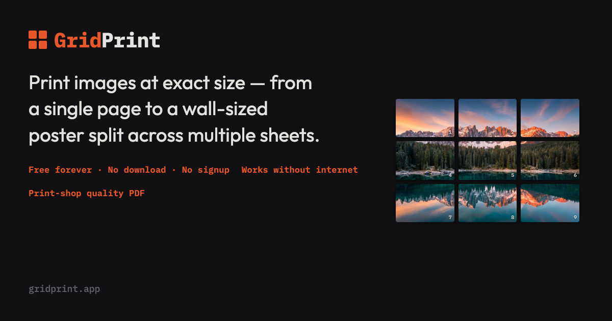 GridPrint — Large Format Poster Printing From Any Home Printer